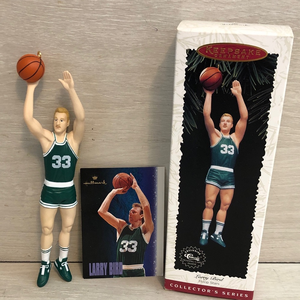 1996 Hallmark Keepsake Larry Bird "Hoop Stars" Collector Series Ornament & Card